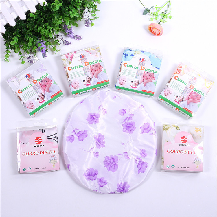 Factory Direct Sales Hot Sale Large Satin Cloth Shower Cap Mixed Color BATH ESSENTIAL Shower Cap