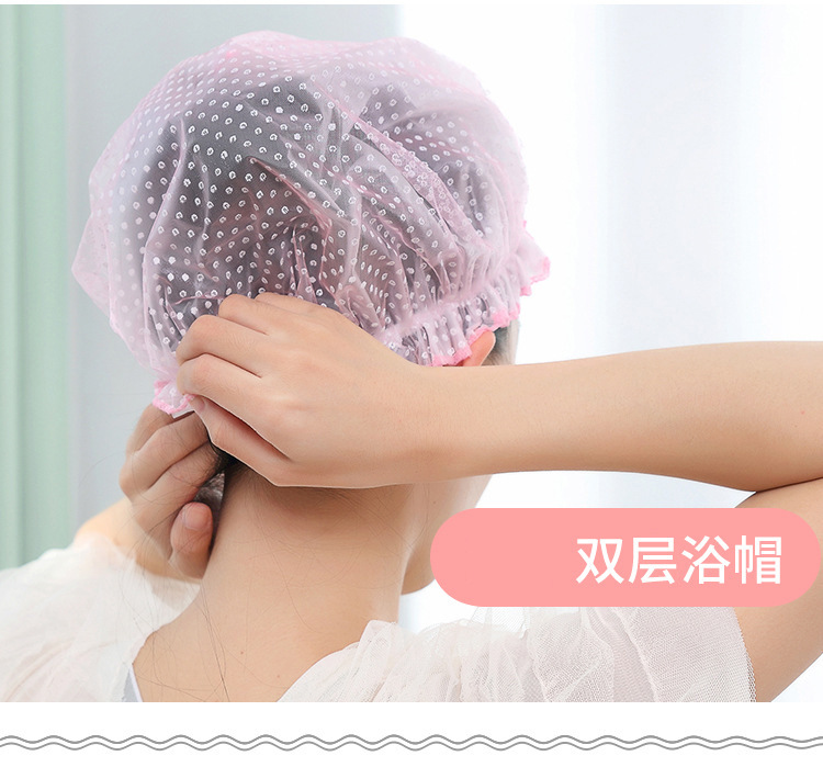 Factory Supply Adult Shower Cap Comfortable Double-Layer Bath Shower Cap PE Inner Shower Cap Factory Supply Adult Shower Cap Comfortable Double-Layer Bath Shower Cap PE Inner Shower Cap