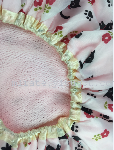 Cat supply printing both sides double shower Cap + dry hair Cap