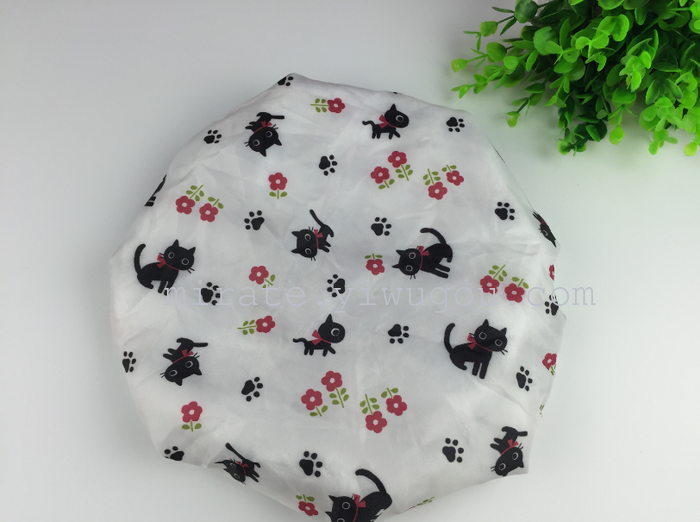 Cat supply printing both sides double shower Cap + dry hair Cap Cat supply printing both sides double shower Cap + dry hair Cap