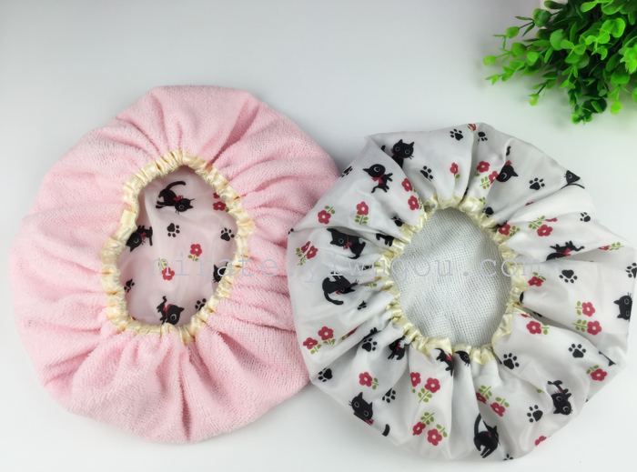 Cat supply printing both sides double shower Cap + dry hair Cap Cat supply printing both sides double shower Cap + dry hair Cap