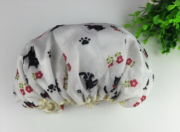 Cat supply printing both sides double shower Cap + dry hair Cap Cat supply printing both sides double shower Cap + dry hair Cap