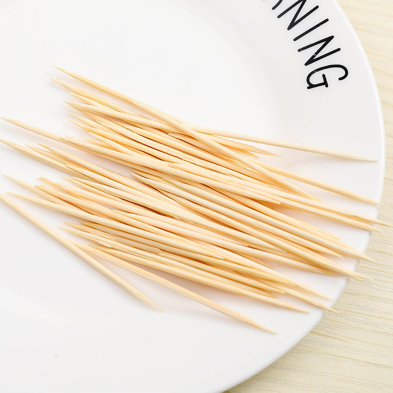 Bamboo Toothpick Natural Bamboo Double-Headed Fine Toothpick Disposable Fruit Toothpick Factory Direct Sales Household Hotel Bags