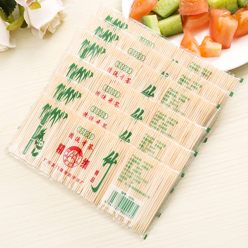 Bamboo Toothpick Natural Bamboo Double-Headed Fine Toothpick Disposable Fruit Toothpick Factory Direct Sales Household Hotel Bags