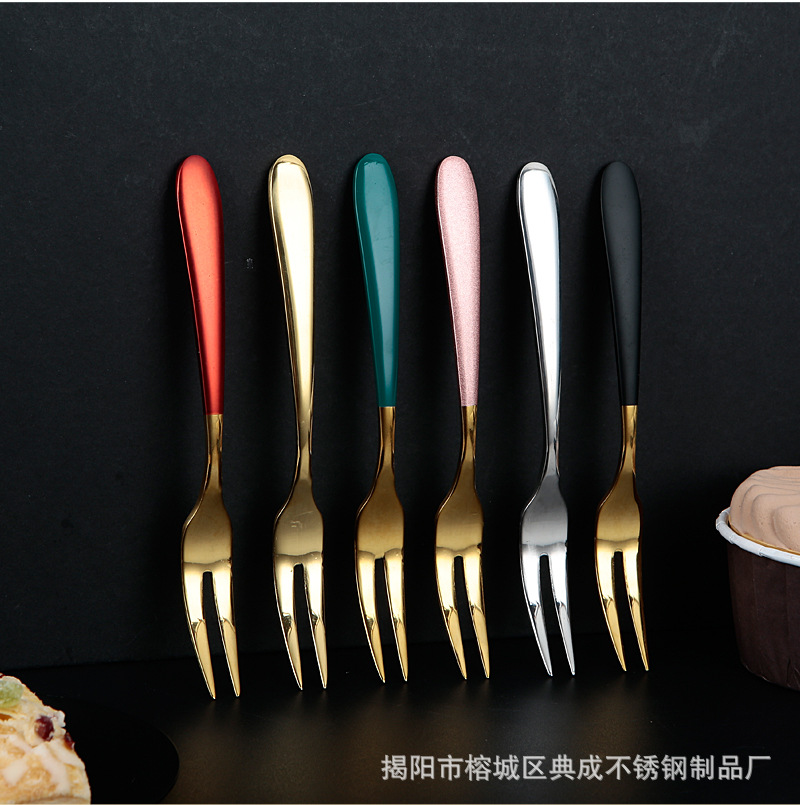 304 Stainless Steel Fruit Fork Household Pastry Fork Two-Pronged Fork Thickened Fruit Toothpick Moon Cake Dessert Fork 304 Stainless Steel Fruit Fork Household Pastry Fork Two-Pronged Fork Thickened Fruit Toothpick Moon Cake Dessert Fork