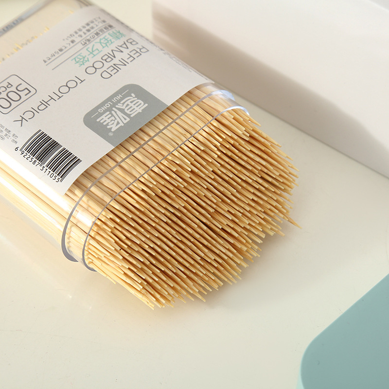 Huilong Boxed Household Natural Environmental Protection Bamboo Toothpick Disposable Double-Headed Portable Toothpick Artifact Wholesale