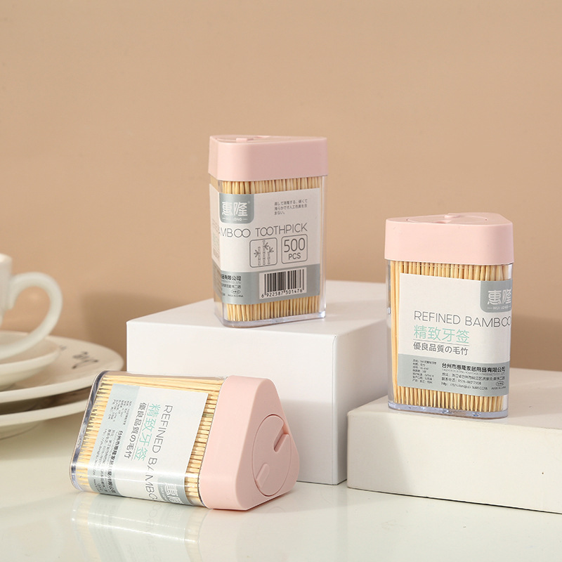 Huilong Boxed Household Natural Environmental Protection Bamboo Toothpick Disposable Double-Headed Portable Toothpick Artifact Wholesale