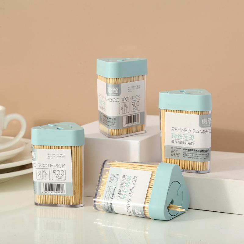 Huilong Boxed Household Natural Environmental Protection Bamboo Toothpick Disposable Double-Headed Portable Toothpick Artifact Wholesale