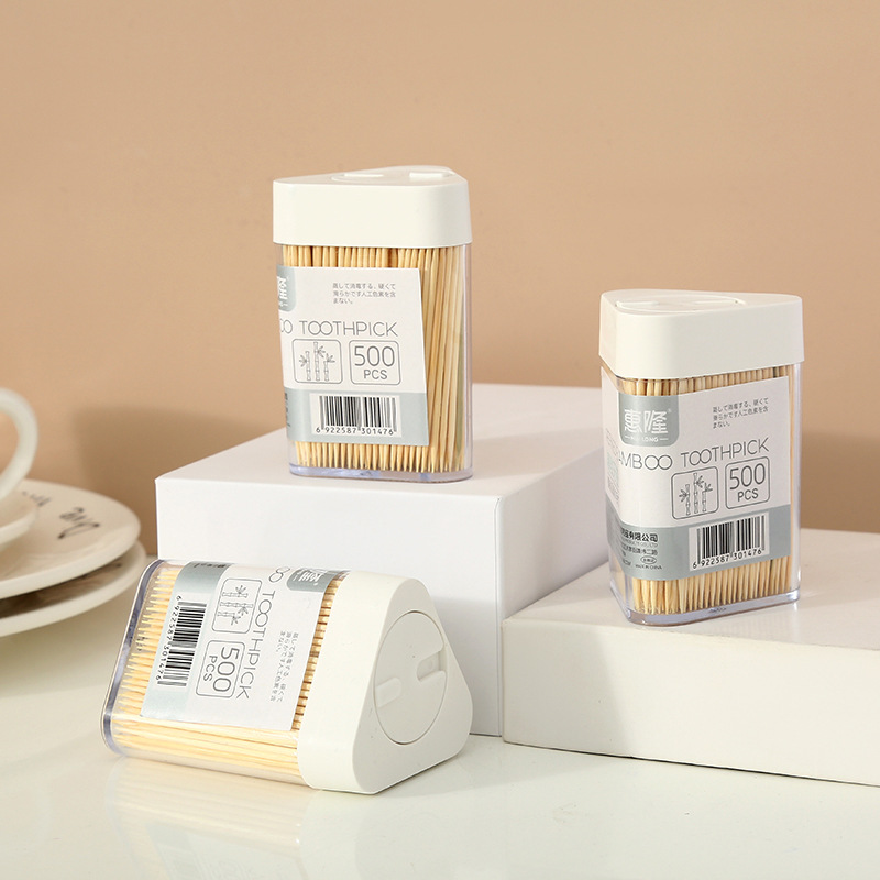 Huilong Boxed Household Natural Environmental Protection Bamboo Toothpick Disposable Double-Headed Portable Toothpick Artifact Wholesale