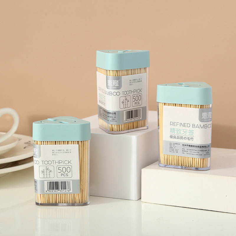 Huilong Boxed Household Natural Environmental Protection Bamboo Toothpick Disposable Double-Headed Portable Toothpick Artifact Wholesale