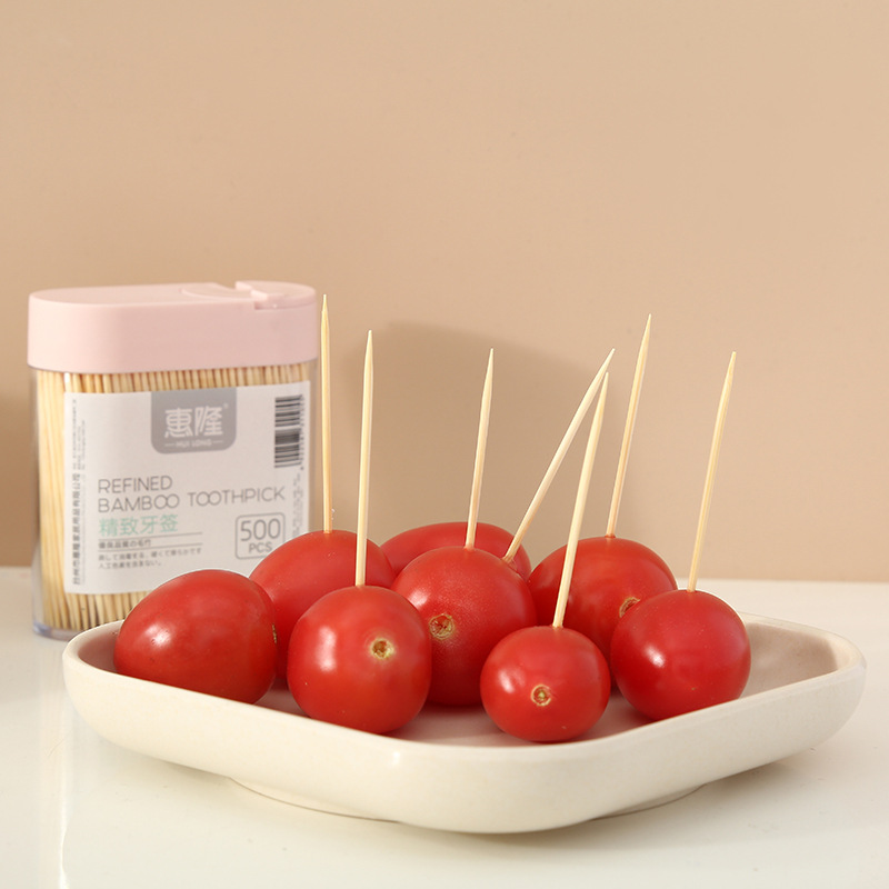 Huilong Boxed Household Natural Environmental Protection Bamboo Toothpick Disposable Double-Headed Portable Toothpick Artifact Wholesale