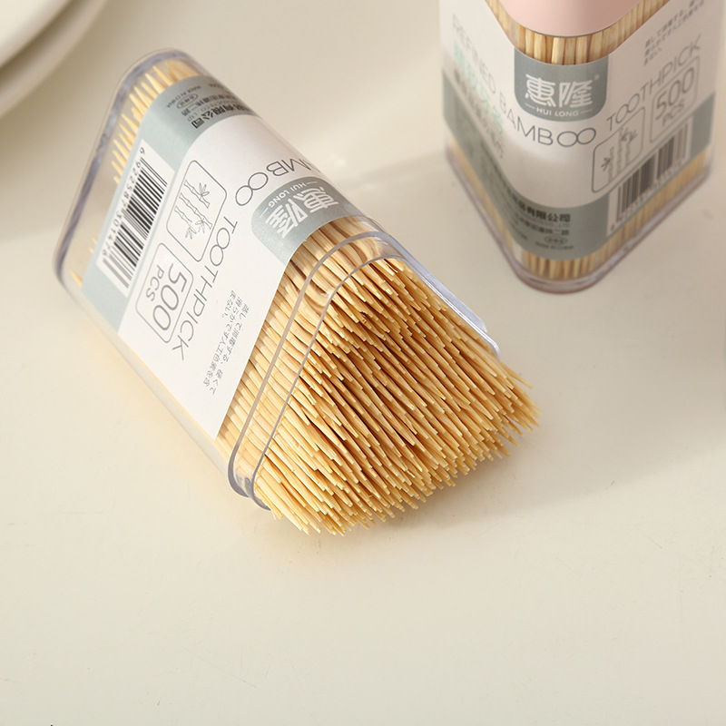 Huilong Boxed Household Natural Environmental Protection Bamboo Toothpick Disposable Double-Headed Portable Toothpick Artifact Wholesale