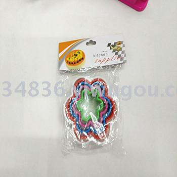 Bake colorful 5 piece plastic cookie mold mousse doughnut vegetable cutting cookie cake mold