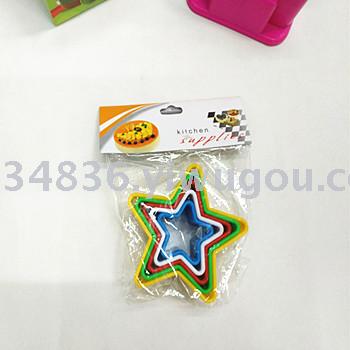 Bake colorful 5 piece plastic cookie mold mousse doughnut vegetable cutting cookie cake mold