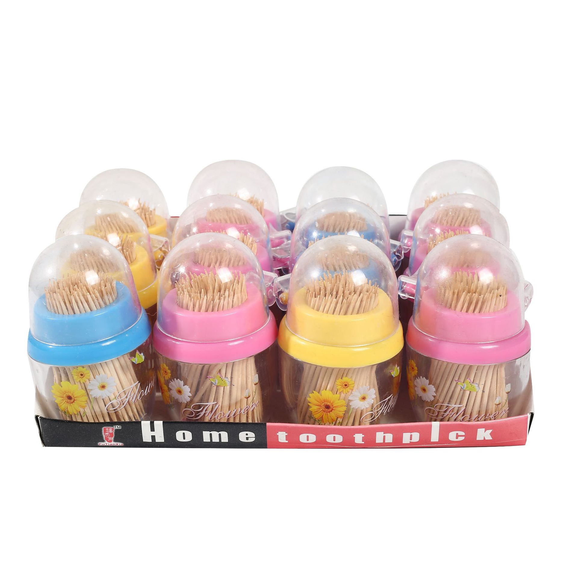 Flip Disposable Toothpick Portable Bamboo Two-Pointed Toothpick English Packaging Toothpick Household Fruit Toothpick