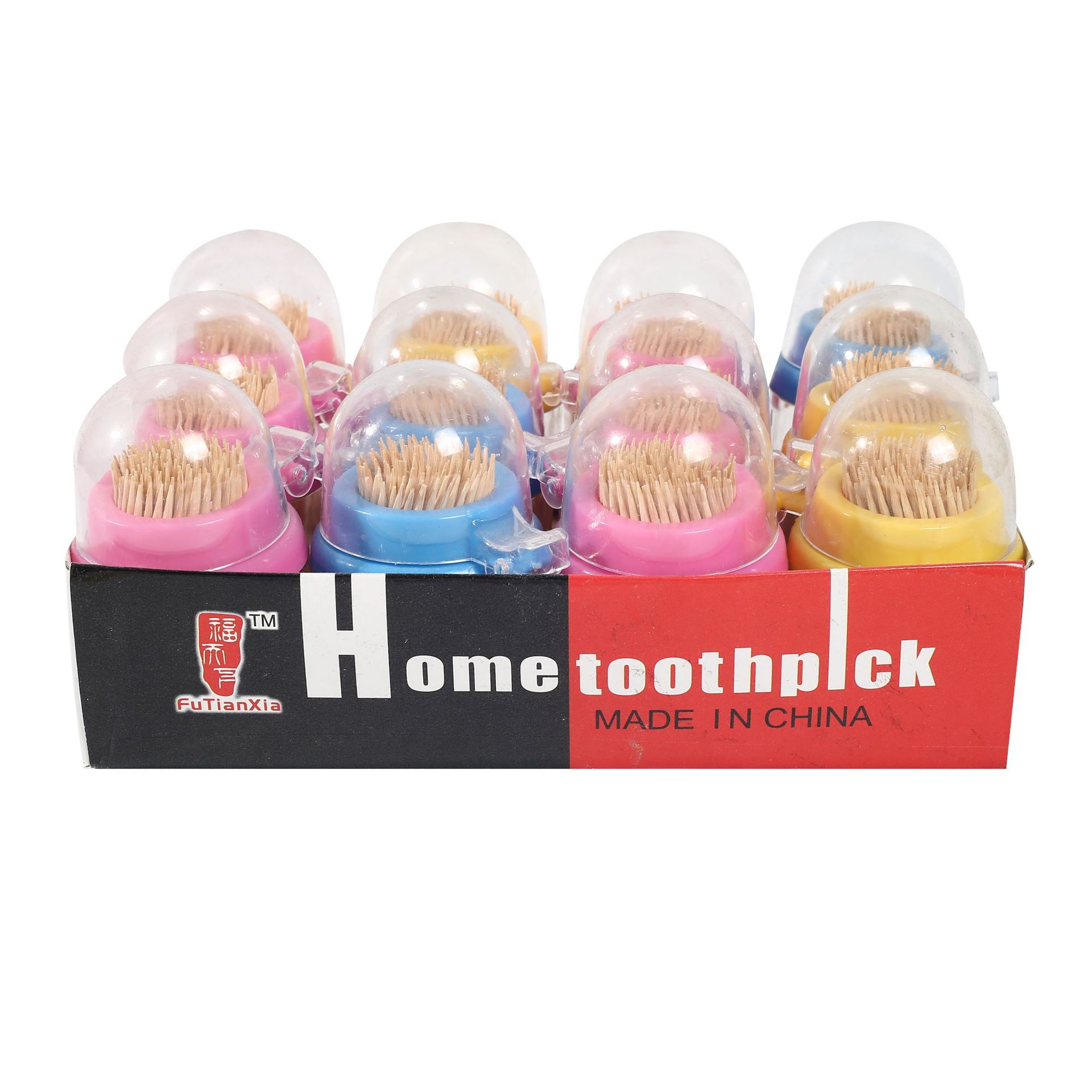 Flip Disposable Toothpick Portable Bamboo Two-Pointed Toothpick English Packaging Toothpick Household Fruit Toothpick
