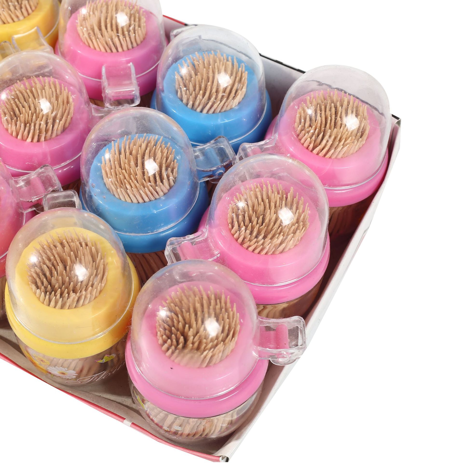 Flip Disposable Toothpick Portable Bamboo Two-Pointed Toothpick English Packaging Toothpick Household Fruit Toothpick