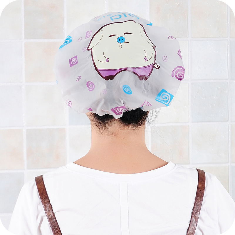 Cartoon Shower Cap Adult Waterproof Cute Women&#039;s Long Hair Bath Head Cover Shower Cap Thickened Shower Female Toupee