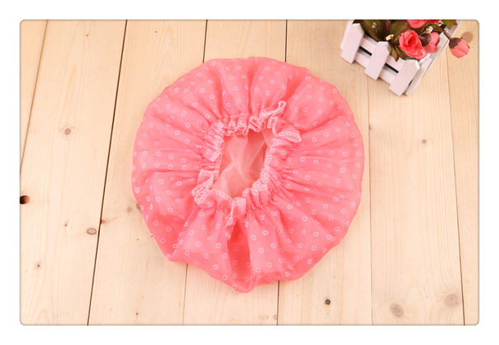 Double layer shower cap waterproof and elasticized female style with thick bath shampoo, dustproof kitchen shower cap. Double layer shower cap waterproof and elasticized female style with thick bath shampoo, dustproof kitchen shower cap.