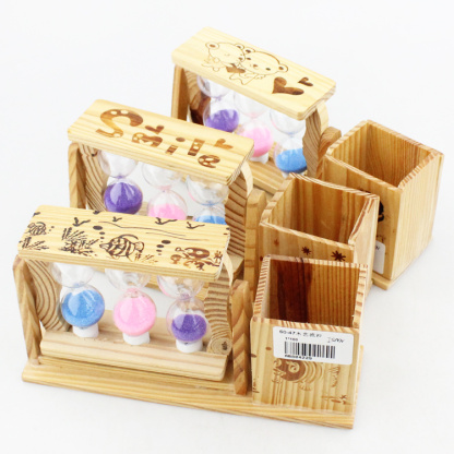 9.9 yuan ten store delivery glass crafts wood Hourglass 60-47 wooden quicksand