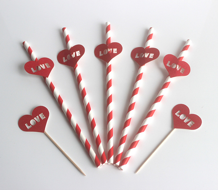 Creative disposable straw environmental paper straw toothpick set party props banquet decoration card wholesale Creative disposable straw environmental paper straw toothpick set party props banquet decoration card wholesale