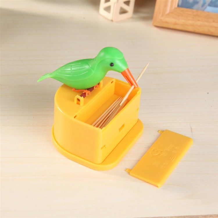 Novelty Toy Smart Toothpick Tin Lovely Birds Toothpick Box Tube Press Type Toothpick Box Household Living Room Storage Box