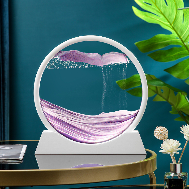 Factory Direct Sales round Quicksand Painting Glass Craft Gift Creative Home Decoration 3D Three-Dimensional Art Hourglass Ornaments