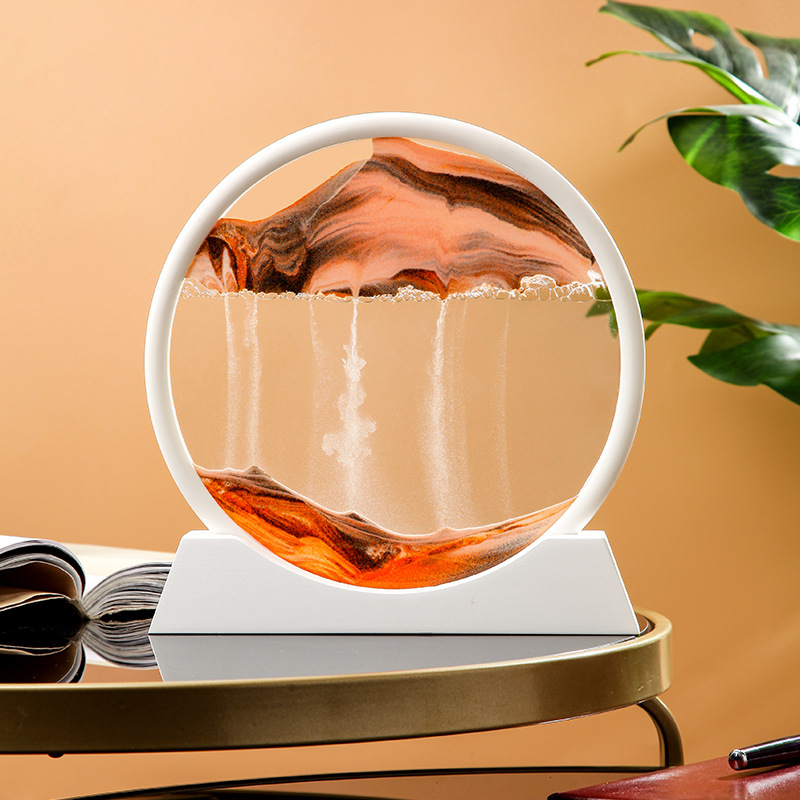 Factory Direct Sales round Quicksand Painting Glass Craft Gift Creative Home Decoration 3D Three-Dimensional Art Hourglass Ornaments