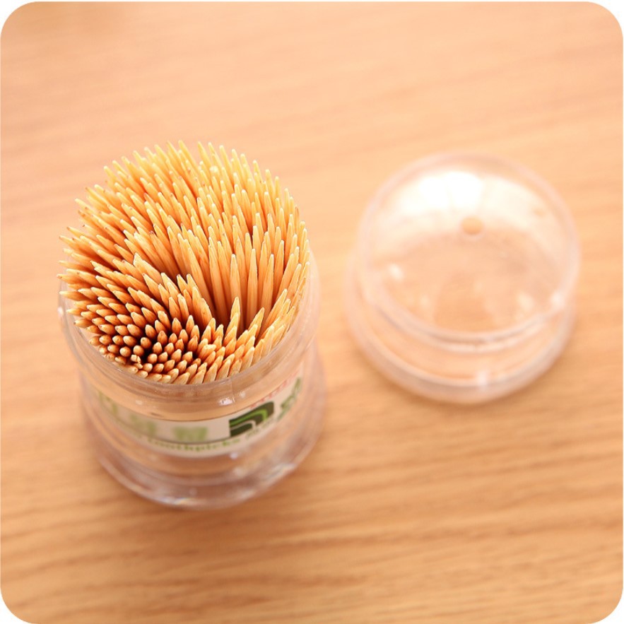 Bamboo Toothpick with Toothpick Box Disposable Double-Headed Toothpick Portable Thin Toothpick Hotel Household Pagoda Toothpick Wholesale