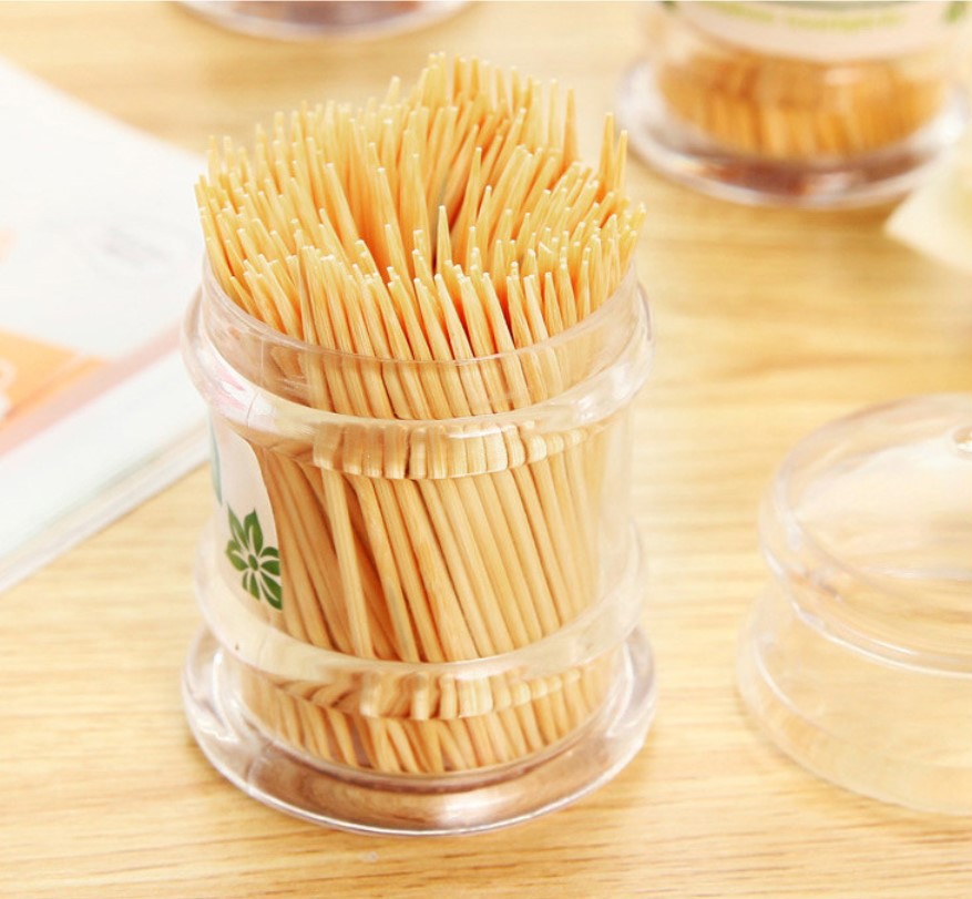Bamboo Toothpick with Toothpick Box Disposable Double-Headed Toothpick Portable Thin Toothpick Hotel Household Pagoda Toothpick Wholesale