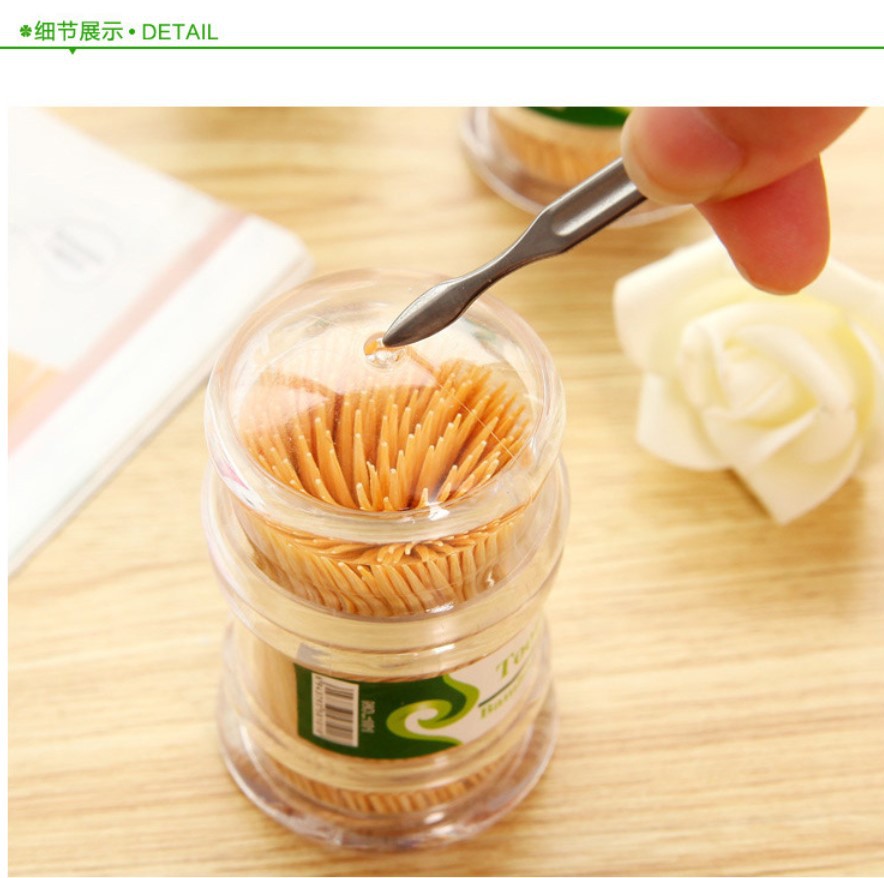 Bamboo Toothpick with Toothpick Box Disposable Double-Headed Toothpick Portable Thin Toothpick Hotel Household Pagoda Toothpick Wholesale