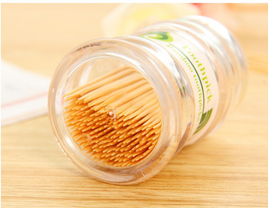 Bamboo Toothpick with Toothpick Box Disposable Double-Headed Toothpick Portable Thin Toothpick Hotel Household Pagoda Toothpick Wholesale