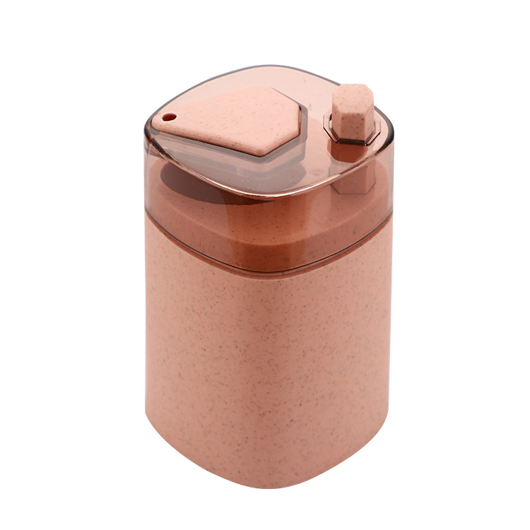 Wheat Straw Automatic Press Type Toothpick Holder Household Creative Toothpick Bottle Living Room Dining Room Transparent Toothpick Box Cans