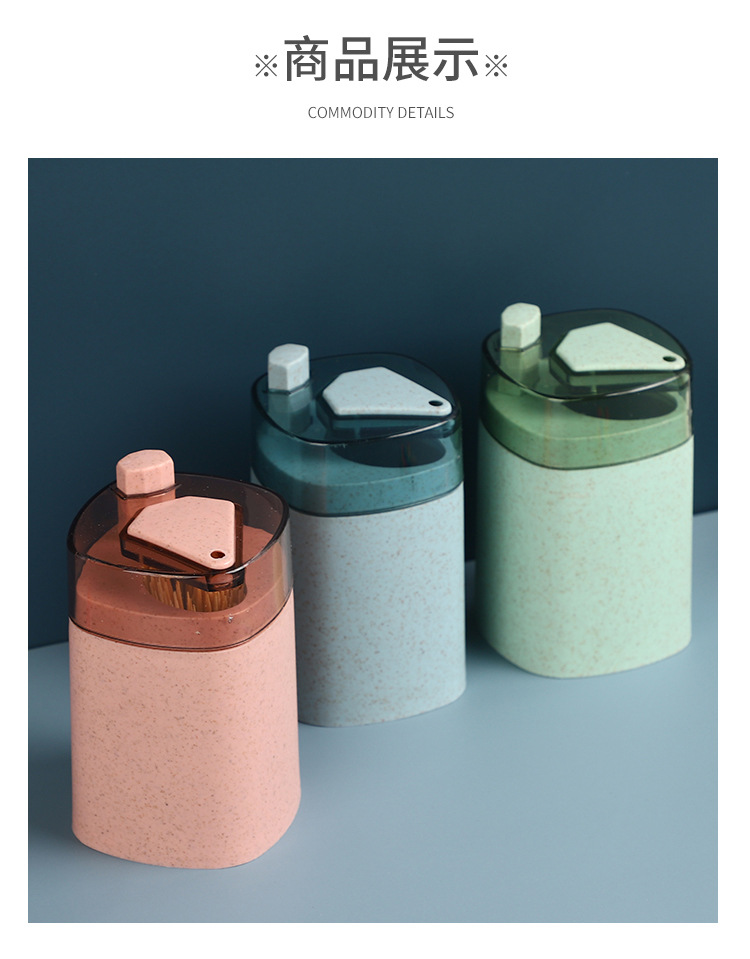 Wheat Straw Automatic Press Type Toothpick Holder Household Creative Toothpick Bottle Living Room Dining Room Transparent Toothpick Box Cans