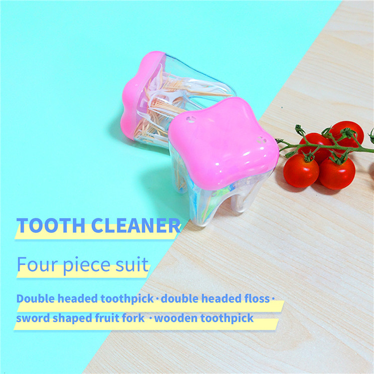 Creative fruit fork toothpick double - ended toothpick top grade dental floss stick family set household belt box