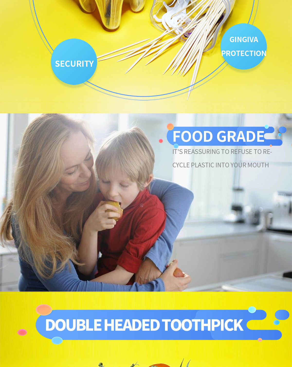 Creative fruit fork toothpick double - ended toothpick top grade dental floss stick family set household belt box
