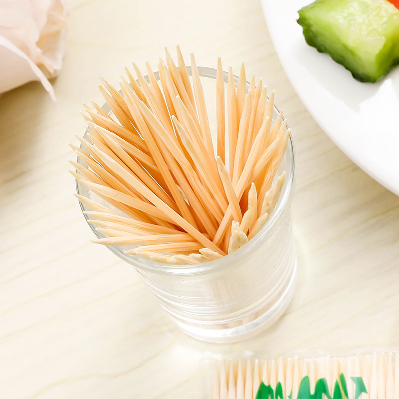 Bamboo Toothpick Natural Bamboo Double-Headed Fine Toothpick Disposable Fruit Toothpick Factory Direct Sales Household Hotel Bags