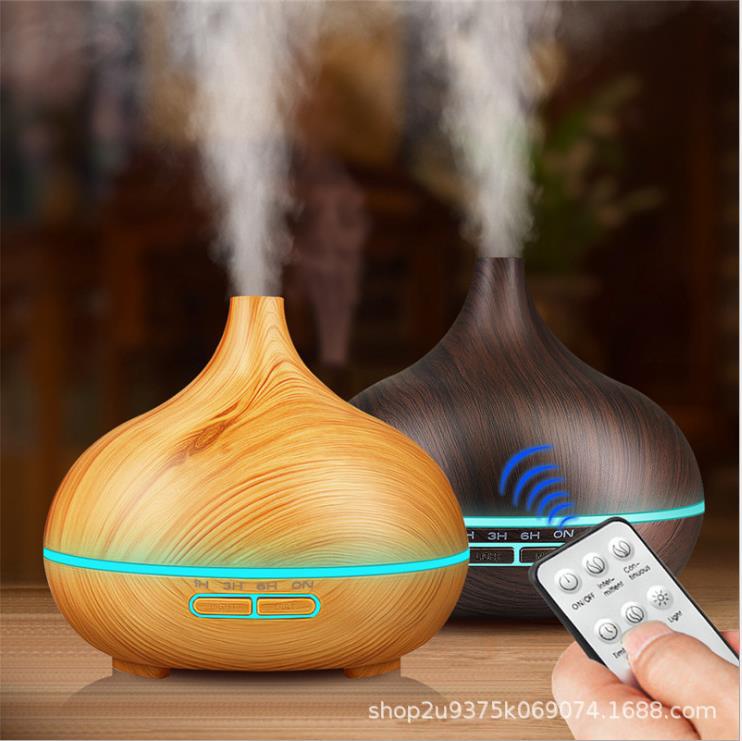 Wood Grain Aroma Diffuser Ultrasonic Bluetooth Remote Control Household Small Essential Oil Nebulizing Diffuser Office Aerosol Dispenser Water Oxygen Machine