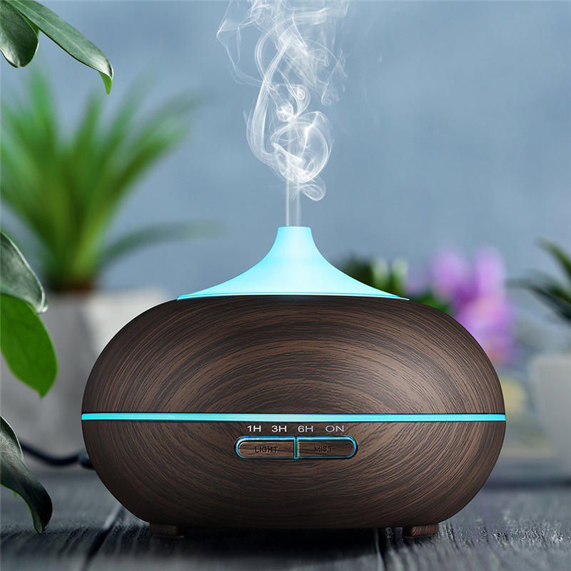 Wood Grain Aroma Diffuser Ultrasonic Bluetooth Remote Control Household Small Essential Oil Nebulizing Diffuser Office Aerosol Dispenser Water Oxygen Machine