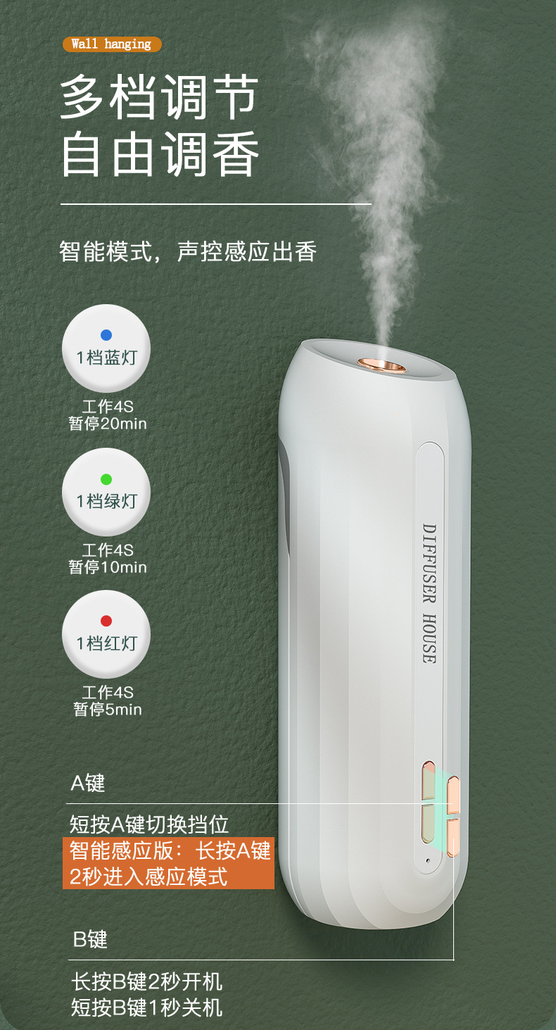 Intelligent Aroma Diffuser Voice-Controlled Induction Automatic Aerosol Dispenser Household Hotel Fragrance Machine Bathroom Odor Removal Ultrasonic Aroma Diffuser Intelligent Aroma Diffuser Voice-Controlled Induction Automatic Aerosol Dispenser Household Hotel Fragrance Machine Bathroom Odor Removal Ultrasonic Aroma Diffuser
