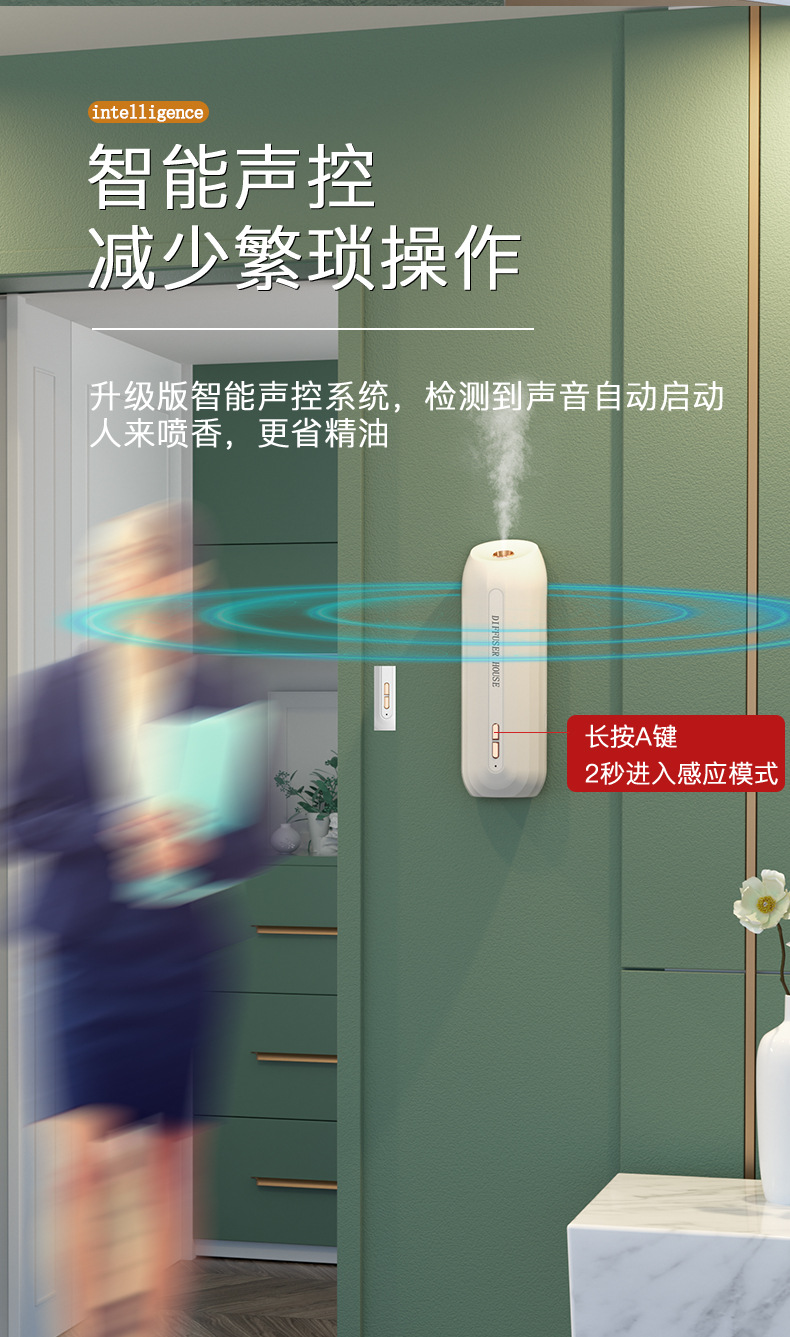 Intelligent Aroma Diffuser Voice-Controlled Induction Automatic Aerosol Dispenser Household Hotel Fragrance Machine Bathroom Odor Removal Ultrasonic Aroma Diffuser Intelligent Aroma Diffuser Voice-Controlled Induction Automatic Aerosol Dispenser Household Hotel Fragrance Machine Bathroom Odor Removal Ultrasonic Aroma Diffuser