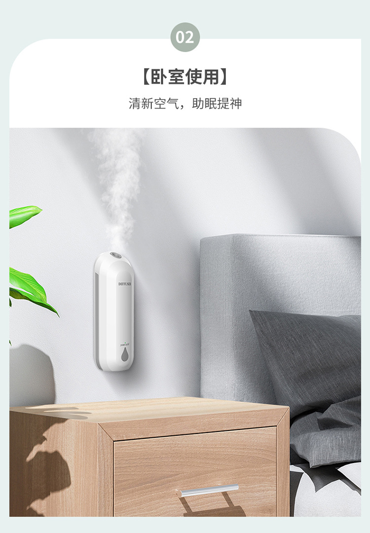 New Automatic Aerosol Dispenser Household Hotel Bathroom Car Ultrasonic Aroma Diffuser Fragrance Machine Rechargeable Essential Oil Device Aroma Diffuser