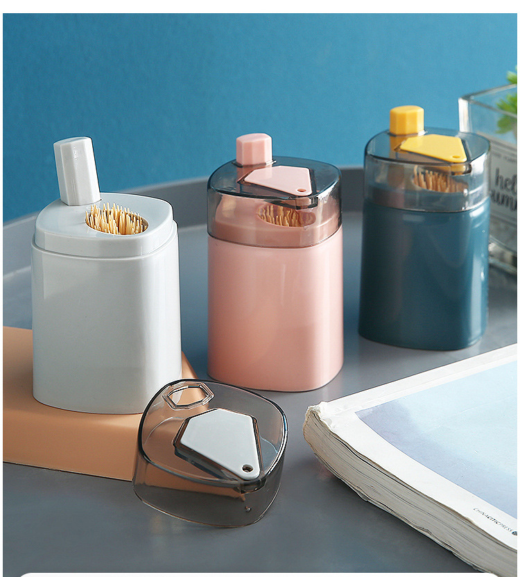 Automatic Toothpick Box Plastic Toothpick Container Creative Convenient Toothpick Remover Toothpick Holder Household Press Type Toothpick Tin