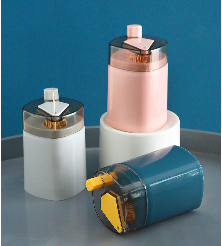 Automatic Toothpick Box Plastic Toothpick Container Creative Convenient Toothpick Remover Toothpick Holder Household Press Type Toothpick Tin
