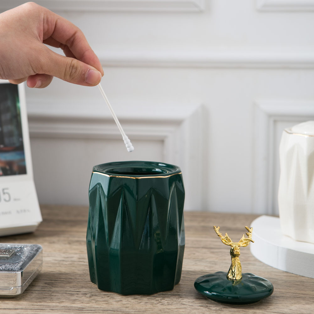 Nordic Ins Internet Celebrity Toothpick Box Household Personalized Creative European Restaurant Table Ceramic Toothpick Holder Cotton Swab Storage Container