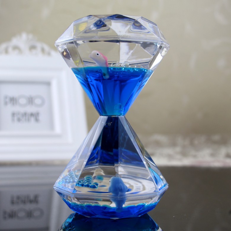 Creative Large Diamond Floating Drops Liquid Oil Strainer Hourglass Water Drops Timer Ornaments Children Girls Personality Gift