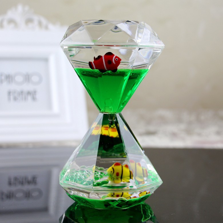 Creative Large Diamond Floating Drops Liquid Oil Strainer Hourglass Water Drops Timer Ornaments Children Girls Personality Gift