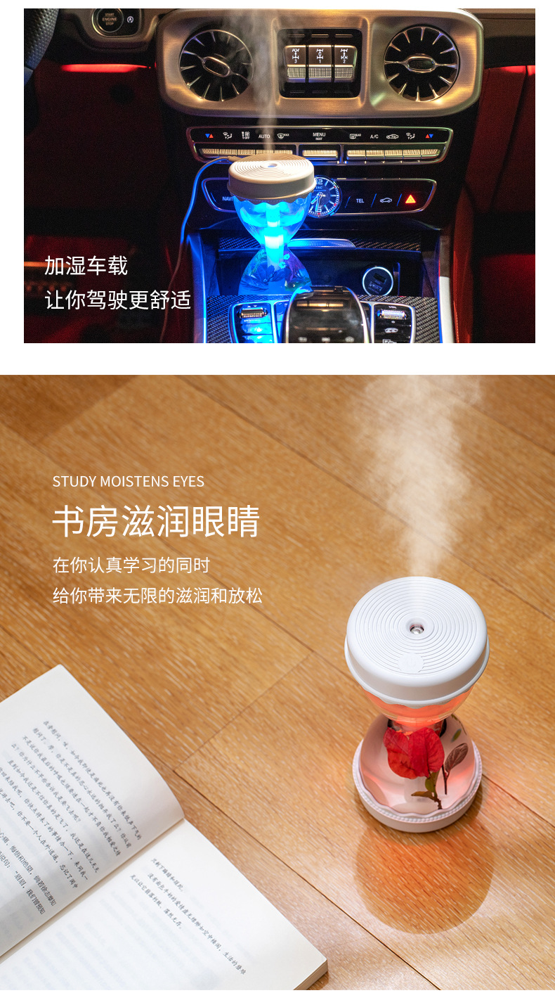 Amazon creative hourglass humidifier mini usb colorful night light home office car hourglass humidifier Amazon creative hourglass humidifier mini usb colorful night light home office car hourglass humidifier
