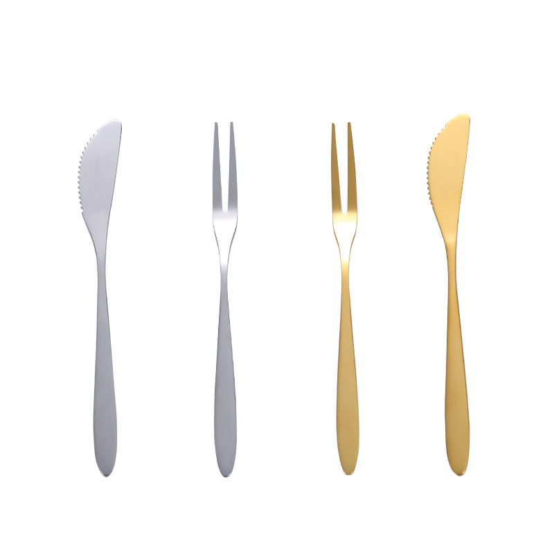 Manufacturer Stainless Steel Moon Cake Knife and Fork Two Teeth Fruit Fork Fruit Knife Dessert Small Fork Cake Pastry Fork Fruit Toothpick
