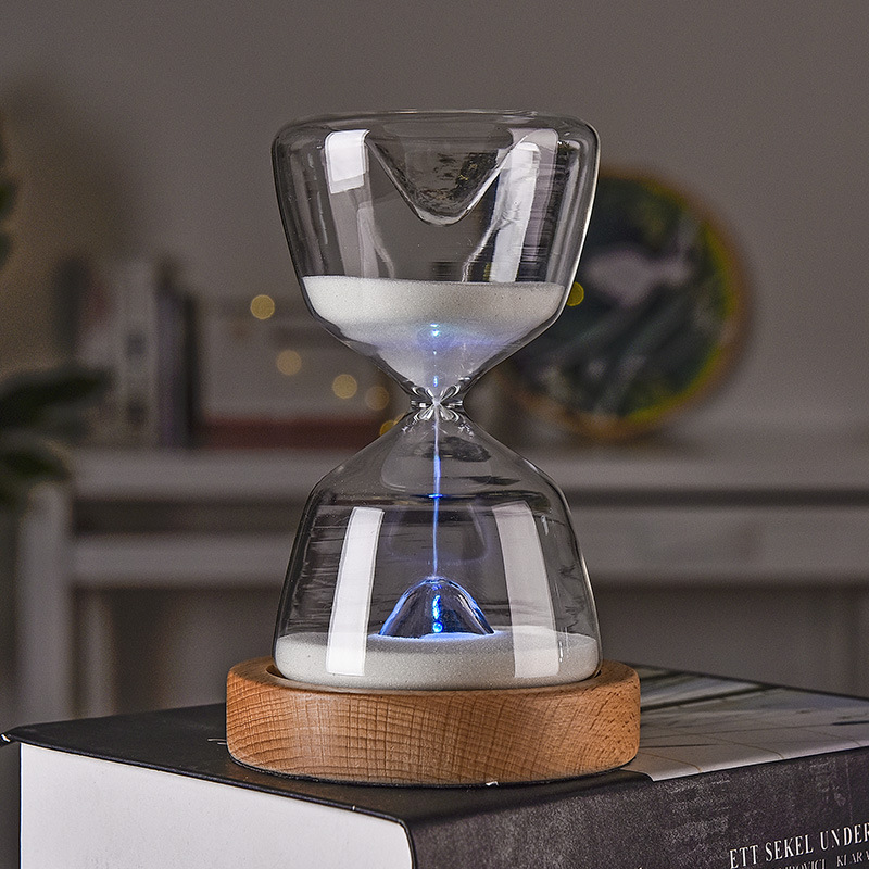 Factory Direct Sales Wholesale Glass Sand Clock Timer Luminous Remote Control 15 Minutes Personalized Creative Decoration Hourglass